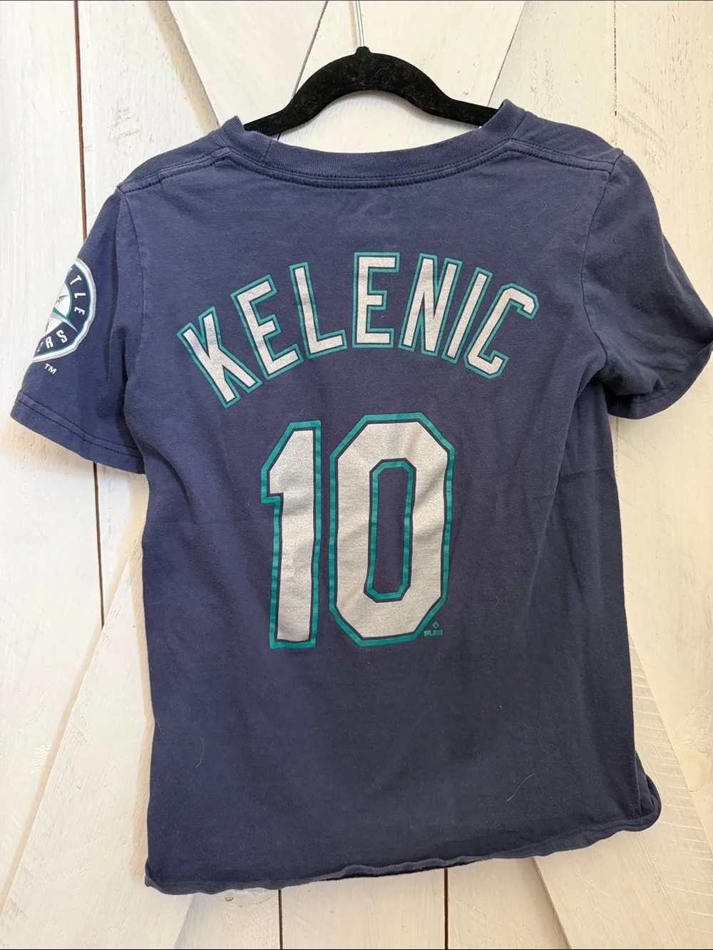 Nike Navy Kids' Kelenic #10 Tee with Teal Accents
